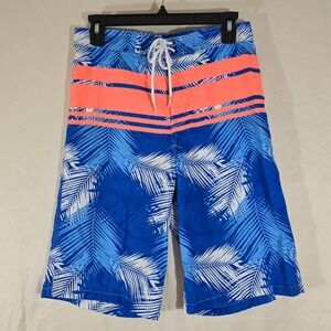 Snapper Rock Kids Boys Swim Trunks Shorts Size 16 Palm Print Coral Blue